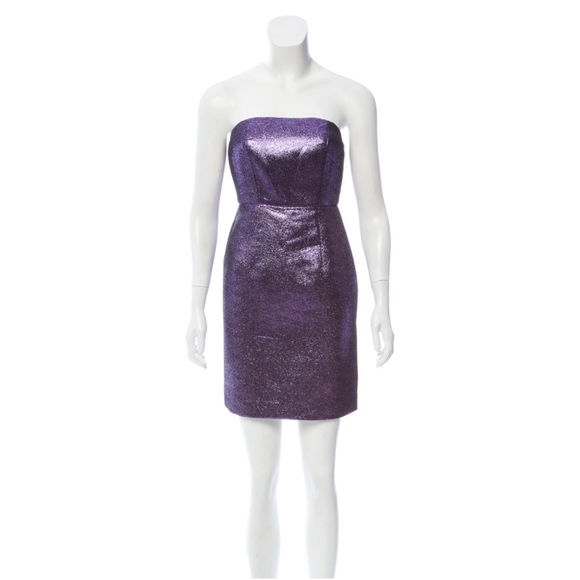 NWT Tibi chrome Purple Wool blend Strapless dress - Picture 3 of 7